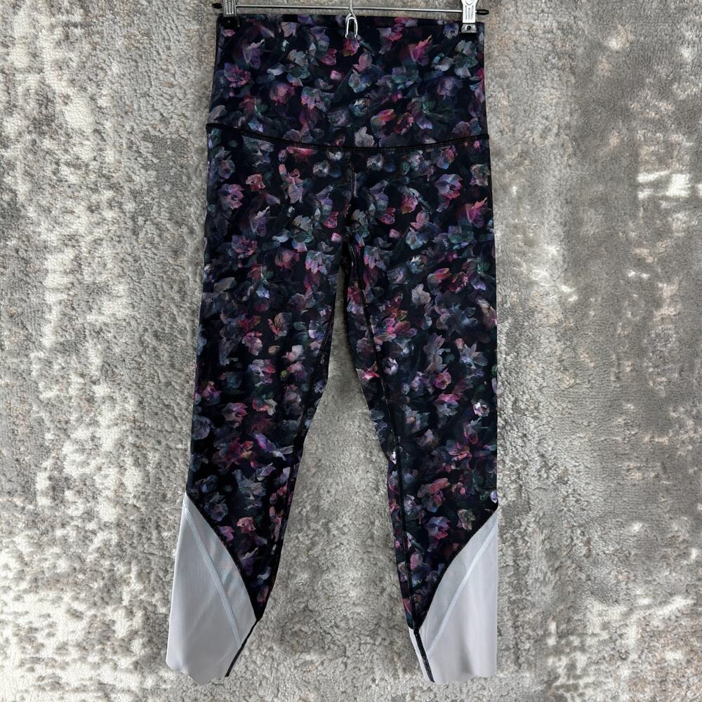 Lululemon Size 0 Dark Floral Ankle Athleisure Leggings Colorful Pull On Stretch